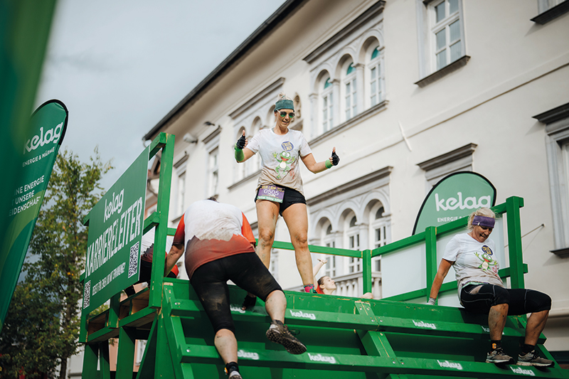 Beim Crux-Lauf durch die Innenstadt von 20. bis 22. September wird auch die „Karriereleiter“ der Kelag zu überwinden sein.Foto: Kelag Energie & Wärme