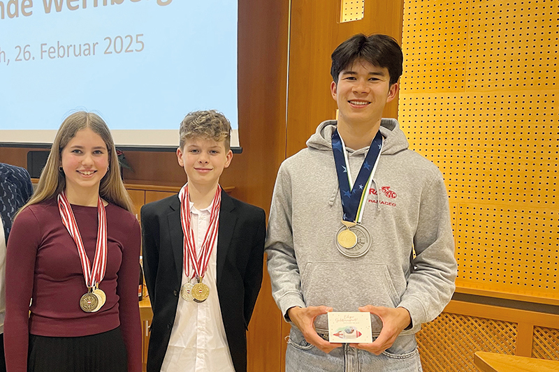 Von links die jungen Rock ’n’ Roll-Asse Isabella Franc und Tobias Lamprecht sowie Radsporttalent Heimo Fugger. 